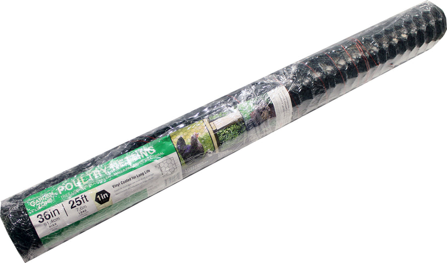 Garden Zone Vinyl Hex Netting, Green, 1x36 in x 25 ft - Hex Netting Vinyl Coat