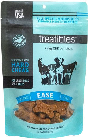 Treatibles Hemp Wellness Hard Chews Ease, Blueberry, lg-45 ct - Supplements