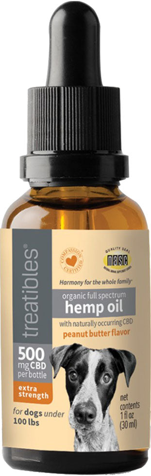 Treatibles Full Spectrum Hemp Oil W/Cbd Dropper, Peanut Butter, 500 mg-1 oz - Anxiety Relief