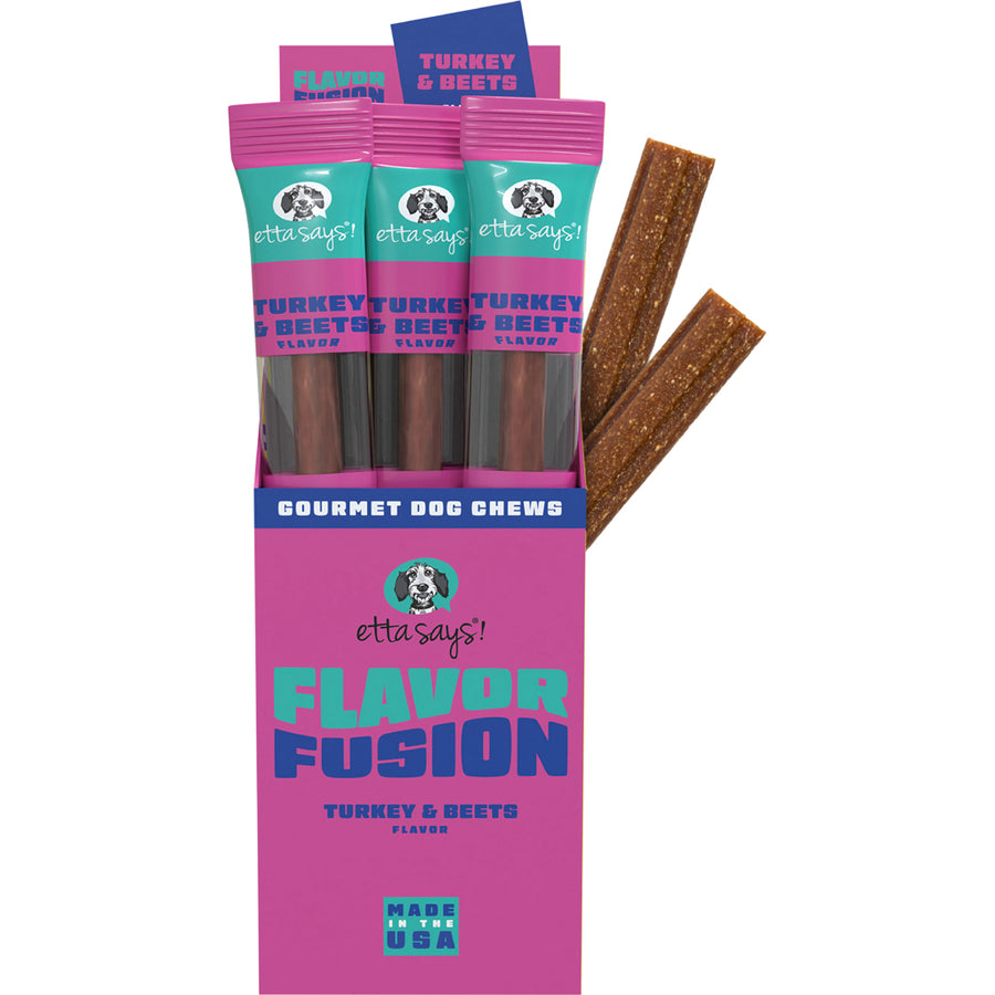 Etta Says Flavor Fusion Dog Chew, Turkey/Beets, 1.75 oz - Long Lasting Chews