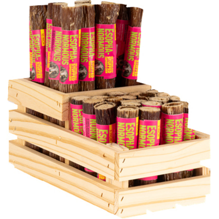Etta Says Esophanormous Stuffed Bully Sticks Disp, Assorted, 5-10in- 38 ct - Long Lasting Chews