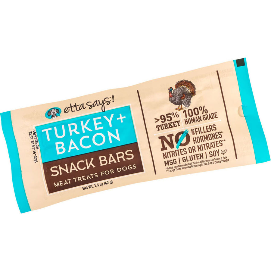 Etta Says Snack Bar Dog Chew, Turkey/Bacon, 1.5 oz - Long Lasting Chews