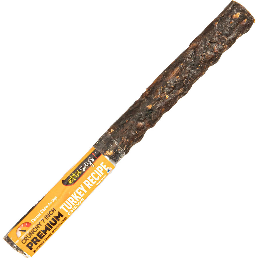 Etta Says Premium Crunchy Dog Chew, Turkey, 7 in - Long Lasting Chews