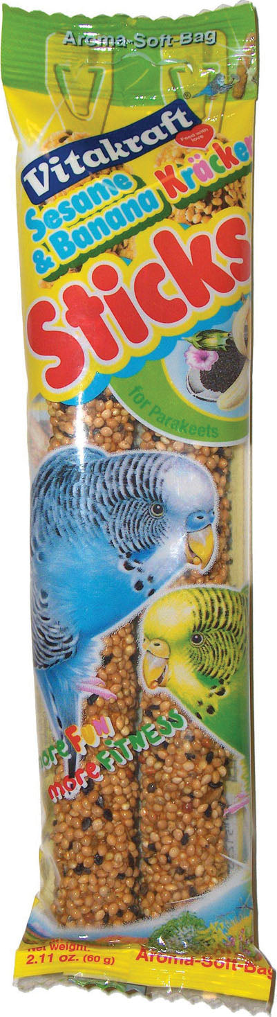 Vitakraft Crunch Sticks Parakeet Treats, Sesame/Banana, 2.11 oz-2 pk