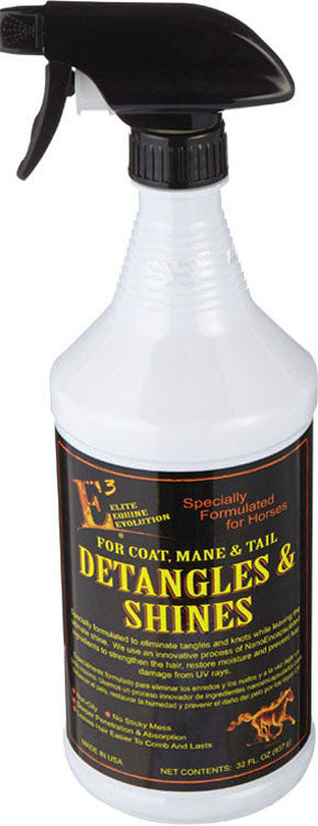 e3 Detangles & Shines Spray for Horses, 32 oz - Detanglers & Shine