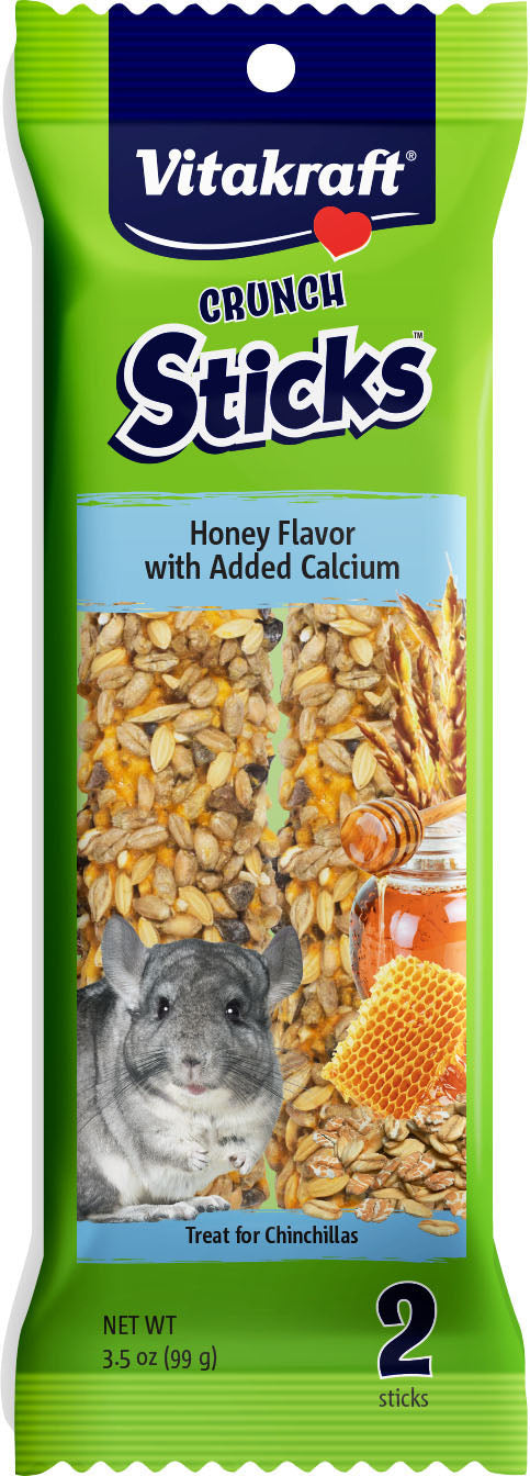 Vitakraft Crunch Sticks Chinchilla Treats, Honey, 3.5 oz-2 pk