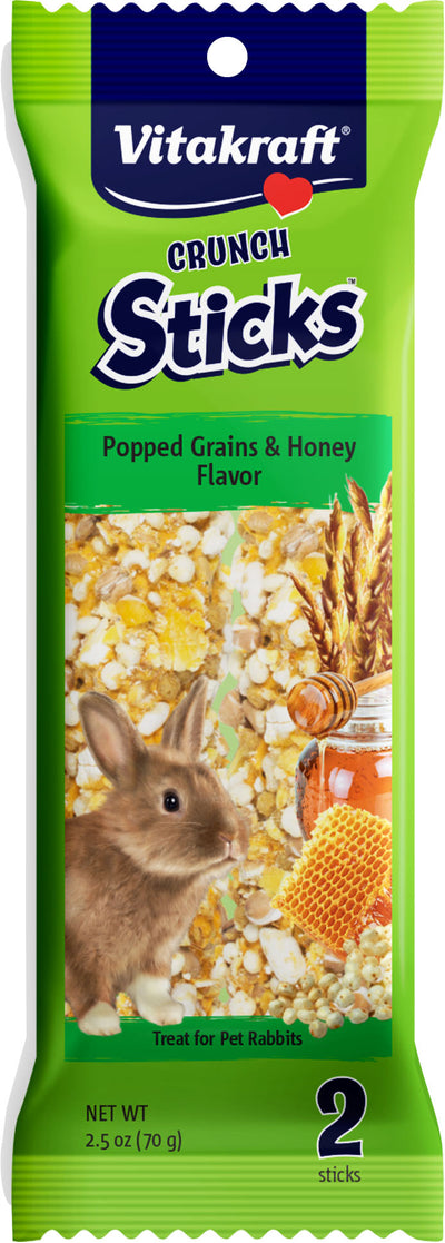 Vitakraft Crunch Sticks Rabbit Treats, Grain/Honey, 3 oz-2 pk