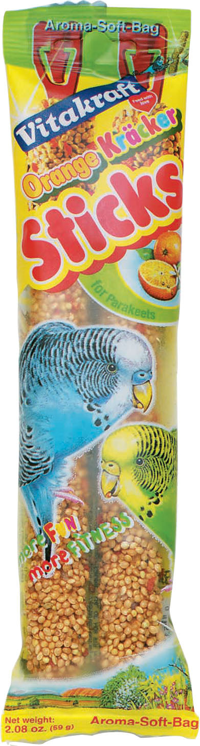Vitakraft Crunch Sticks Parakeet Treats, Orange, 2 oz-2 pk