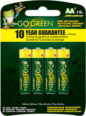 Gogreen Alkaline Battery, aa-4 pk - Batteries