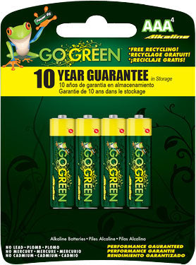 Gogreen Alkaline Battery, aaa-4 pk - Batteries
