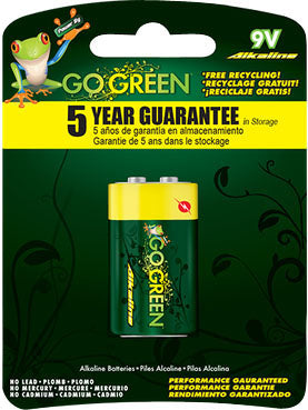 Gogreen Alkaline Battery, 9 Volt-1 pk - Batteries