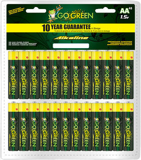 Gogreen Alkaline Battery, aa-48 pk - Batteries