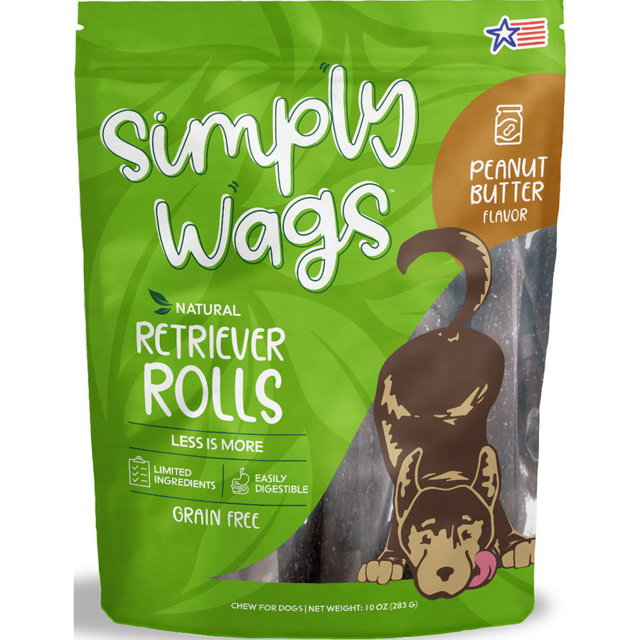 Simplywags Retriever Rolls, Peanut Butter, 10 oz - Long Lasting Chews