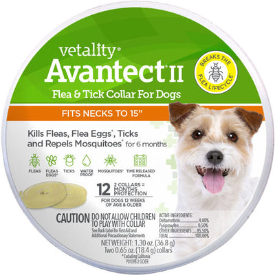 Vetality Avantect II Flea & Tick Collar for Dogs, SM- 2ct - Collars