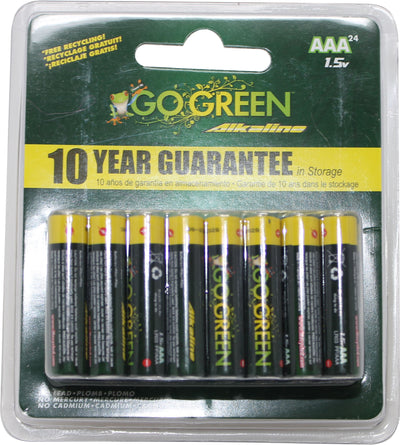 Gogreen Alkaline Battery, aaa-24 pk - Batteries