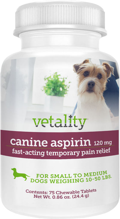 Vetality Canine Aspirin Small-Med Dogs 10-50 lbs, SM/MD - 75 ct - Medications