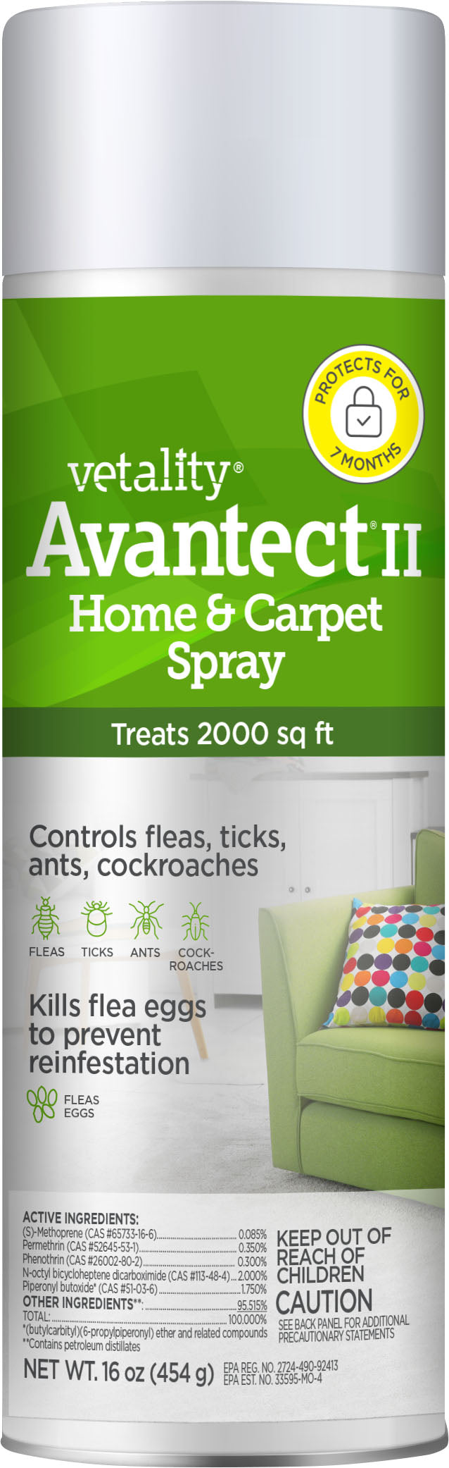 Vetality Avantect II Flea & Tick Home & Carpet Spray, 16 oz - Premise
