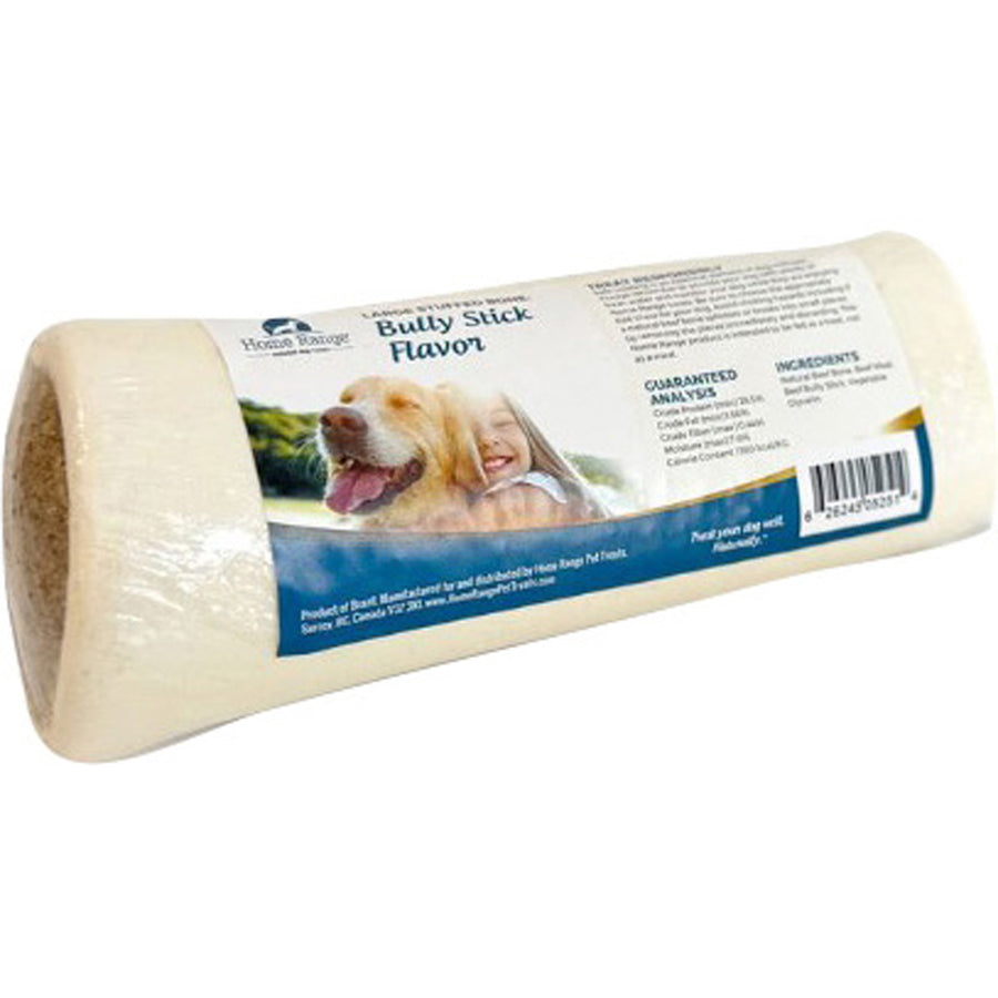 Home Range Stuffed Bully Bone, 6 in - Rawhide/ Body Parts