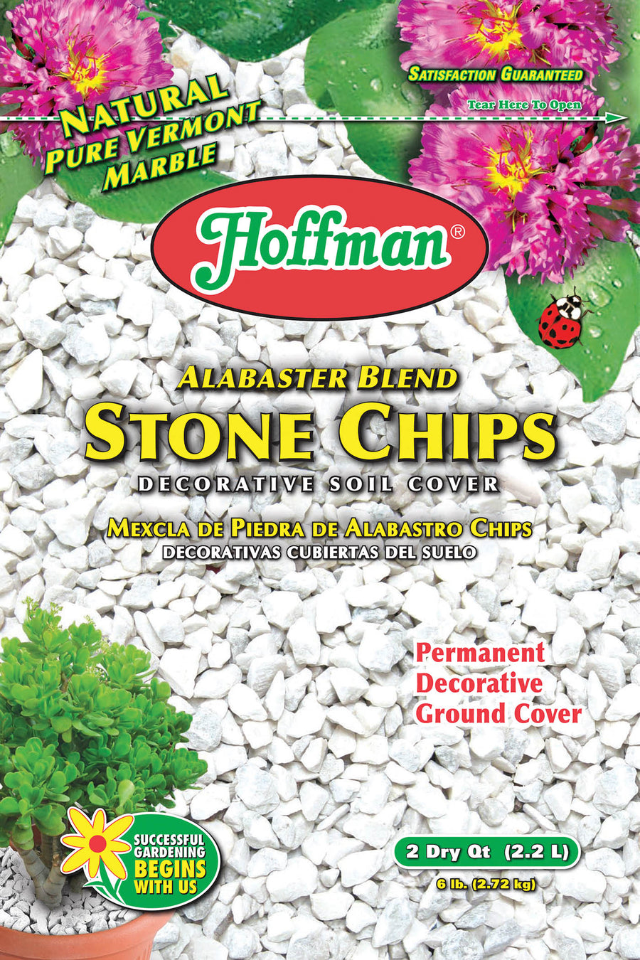 Hoffman Alabaster Blend Stone Chips, White, 2 qt - Soil Additives