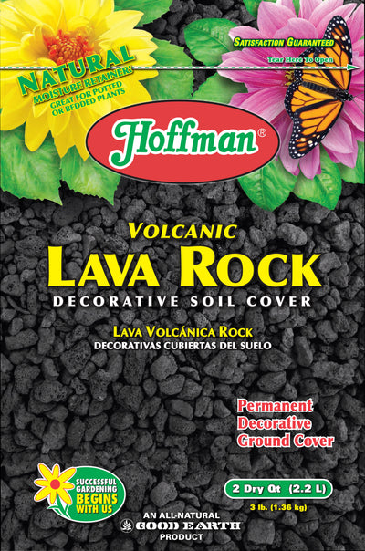 Hoffman Volcanic Lava Rock Decorative Soil Cover, Black, 2 qt - Soil Additives