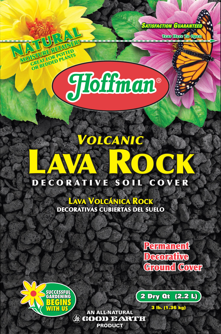 Hoffman Volcanic Lava Rock Decorative Soil Cover, Black, 2 qt - Soil Additives
