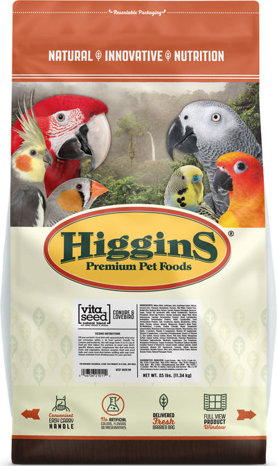 Higgins Vita Seed Natural Blend Conure & Lovebird, 25 lb - Parrot