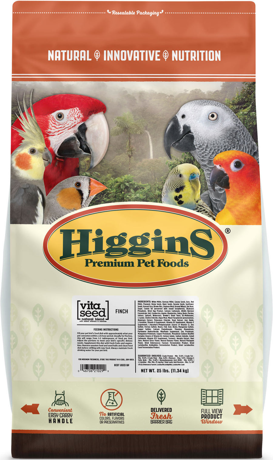 Higgins Vita Seed Natural Blend Finch, 25 lb - Canary & Finch
