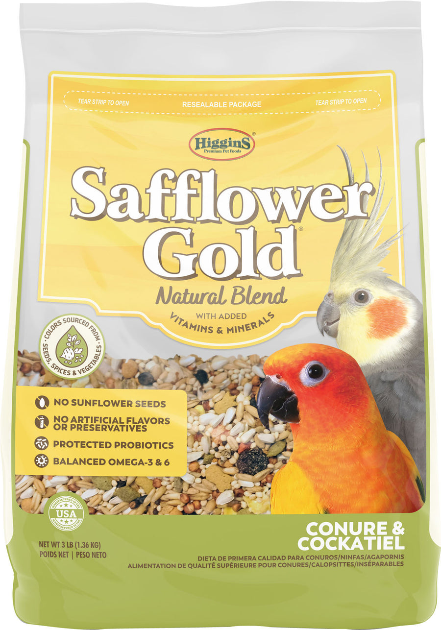 Higgins Safflower Gold Blend Conure & Cockatiel, 3 lb