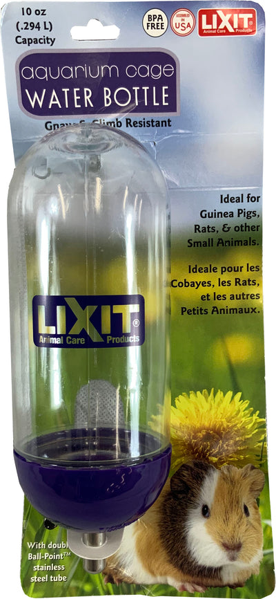 Lixit Aquarium Cage Guinea Pig Water Bottle, Clear/Purple, 10 oz - Bottles