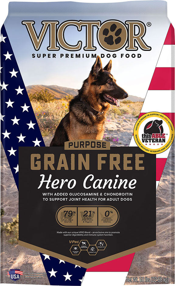 Victor Purpose Grain Free Hero Canine Dog Food, Beef/Chicken/Pork, 50 lb - Dry