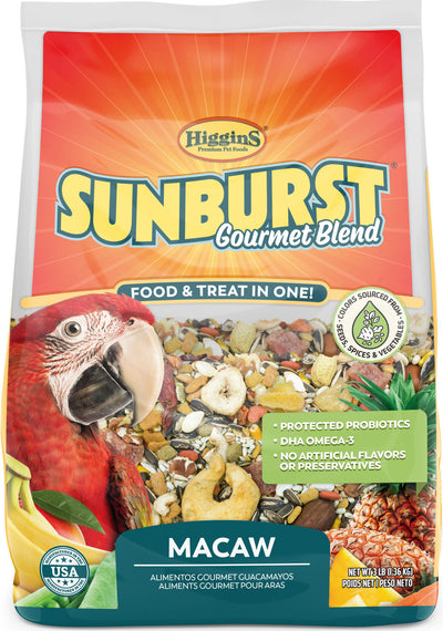 Higgins Sunburst Gourmet Blend Macaw, 3 lb - Parrot