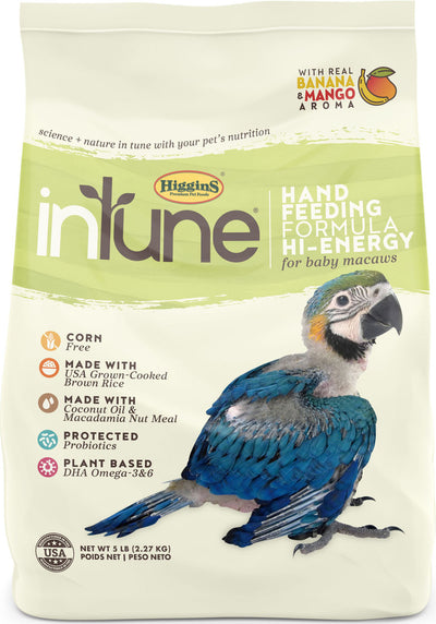 Higgins Intune Hand Feed Formula Hi Energy Macaw, 5 lb - Hand Feeding