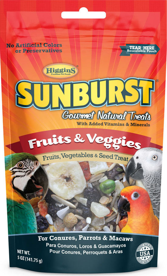 Higgins Sunburst Gourmet Natural LG Avian Treat, Fruits/Veggies, 5 oz - Edibles