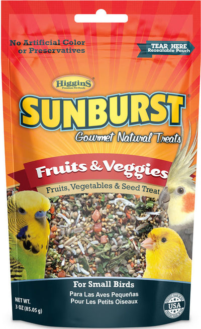 Higgins Sunburst Gourmet Natural SM Avian Treat, Fruits/Veggies, 3 oz - Edibles