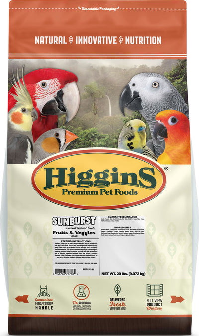 Higgins Sunburst Gourmet Natural SM Avian Treat, Fruits/Veggies, 20 lb - Edibles