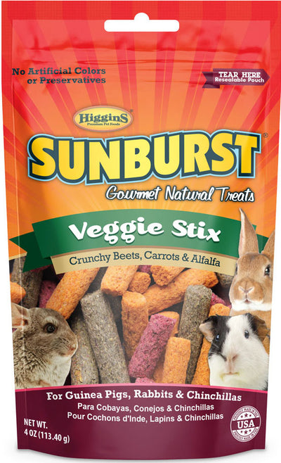 Higgins Sunburst Gourmet Natural Small Animal Treat, Veggie Stix, 4 oz - Edibles