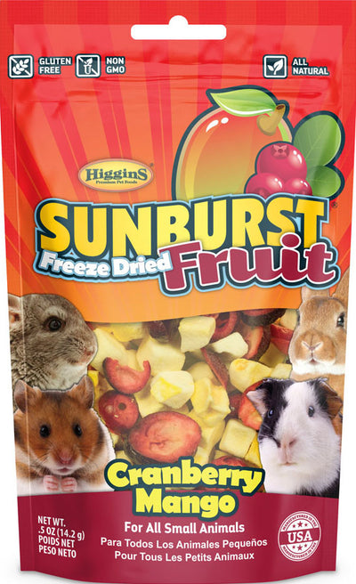 Higgins Sunburst Freeze Dried Fruit Small Animal Treat, Cranberry/Mango, .5 oz - Edibles