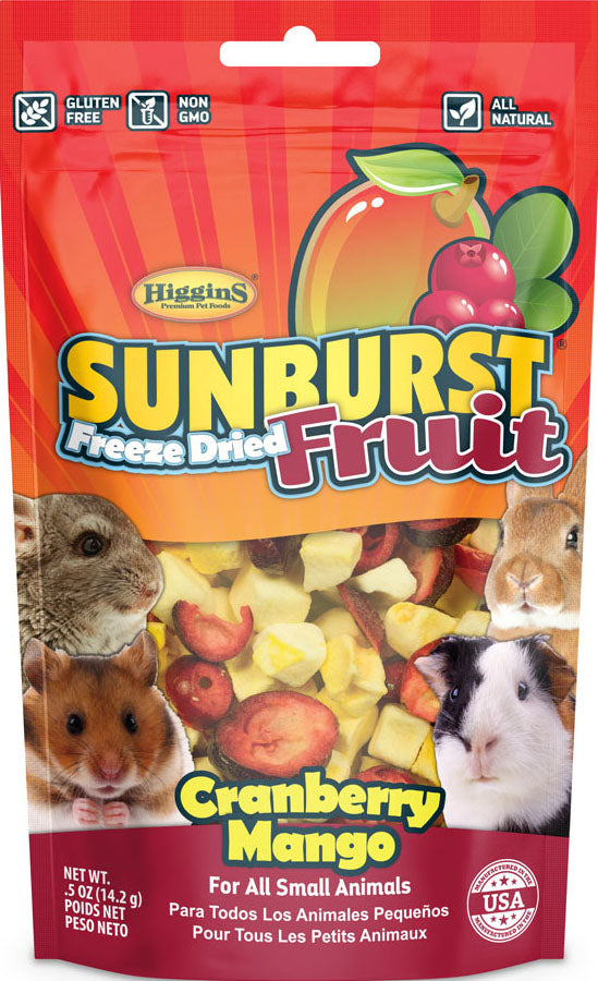 Higgins Sunburst Freeze Dried Fruit Small Animal Treat, Cranberry/Mango, .5 oz - Edibles