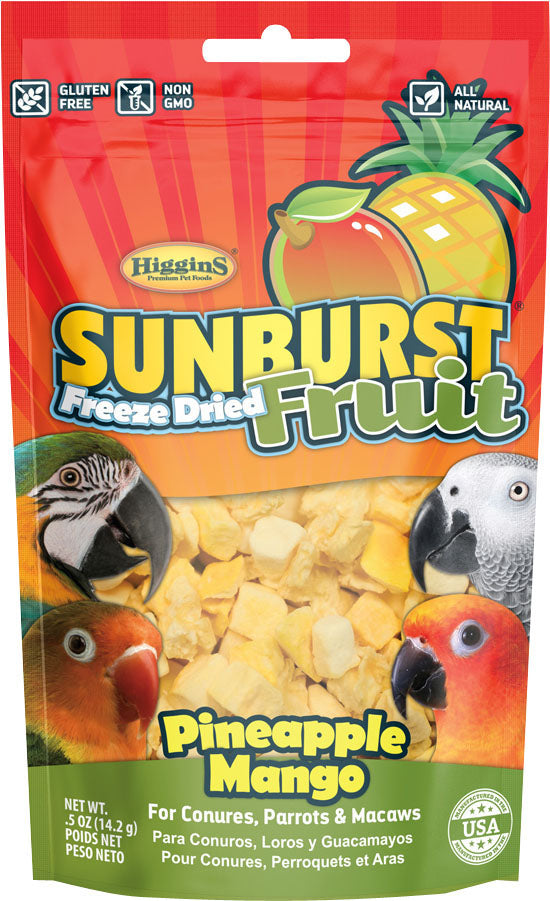 Higgins Sunburst Freeze Dried Fruit Avian Treat, Pineapple Mango, .5 oz - Edibles