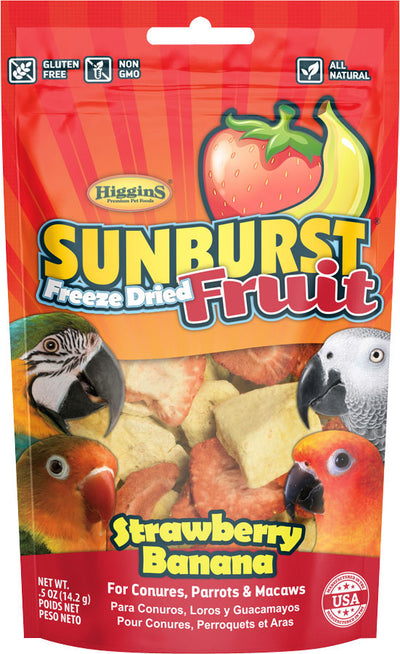 Higgins Sunburst Freeze Dried Fruit Avian Treat, Strawberry/Banana, .5 oz - Edibles