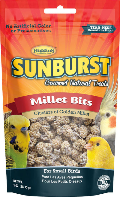 Higgins Sunburst Gourmet Natural Avian Treat, Millet Bits, 1 oz