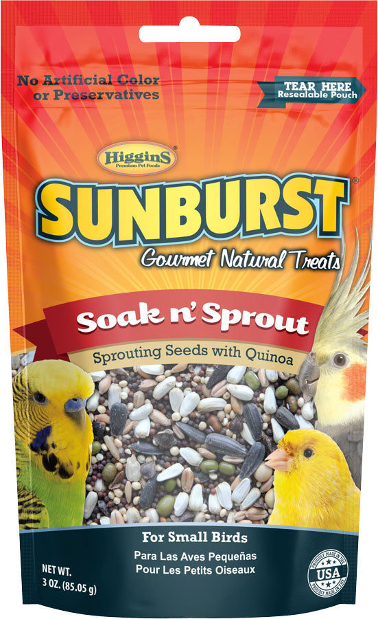 Higgins Sunburst Gourmet Natural Avian Treat, Soak 'n Sprout, 3 oz - Edibles