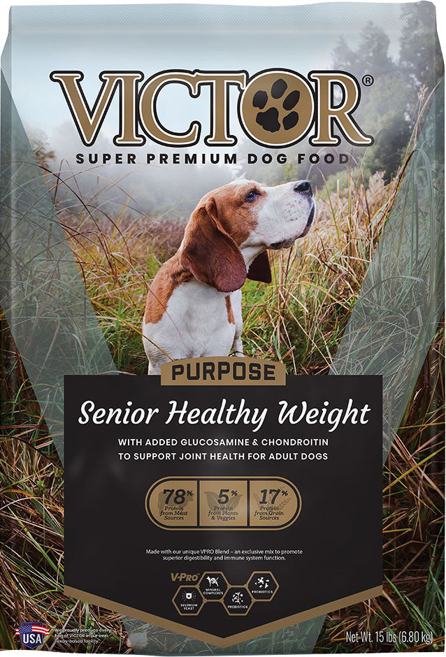 Victor Purpose Senior Healthy Weight Dog Food, Beef/Chicken/Fish, 15 lb - Dry