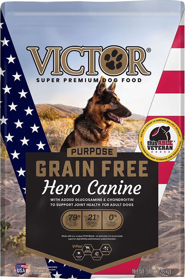 Victor Purpose Grain Free Hero Canine Dog Food, Beef/Chicken/Pork, 5 lb - Dry