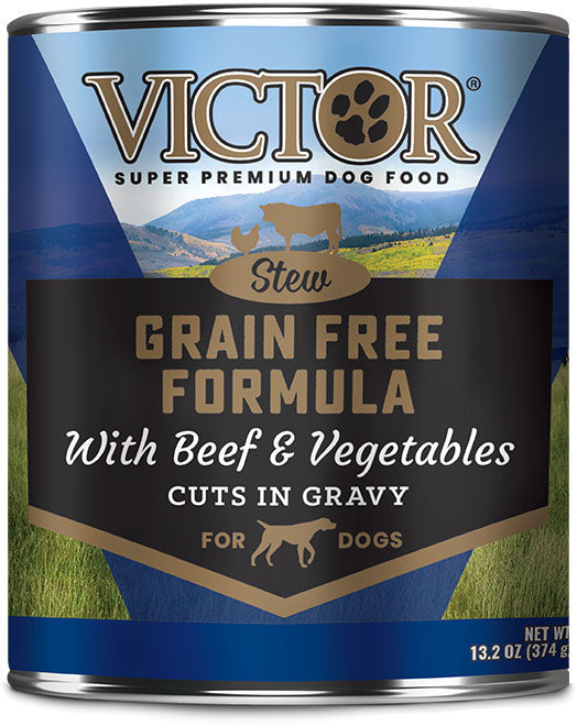Victor Grain Free Canned Dog Food W/Gravy, Beef/Vegetable, 13.2 oz