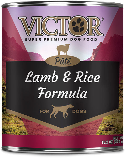Victor Pate Canned Dog Food, Lamb/Rice, 13.2 oz