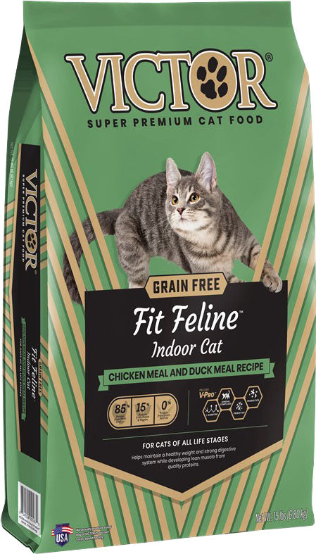 Victor Gf Fit Feline - Indoor Cat Food, Chicken/Duck, 15 lb - Dry