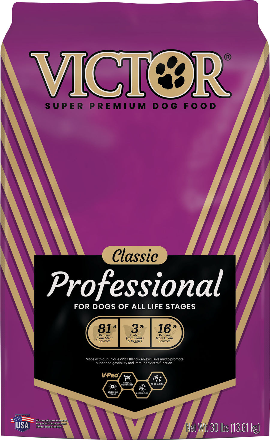 Victor Classic Professional Dog Food, Beef/Chicken/Pork, 30 lb - Dry