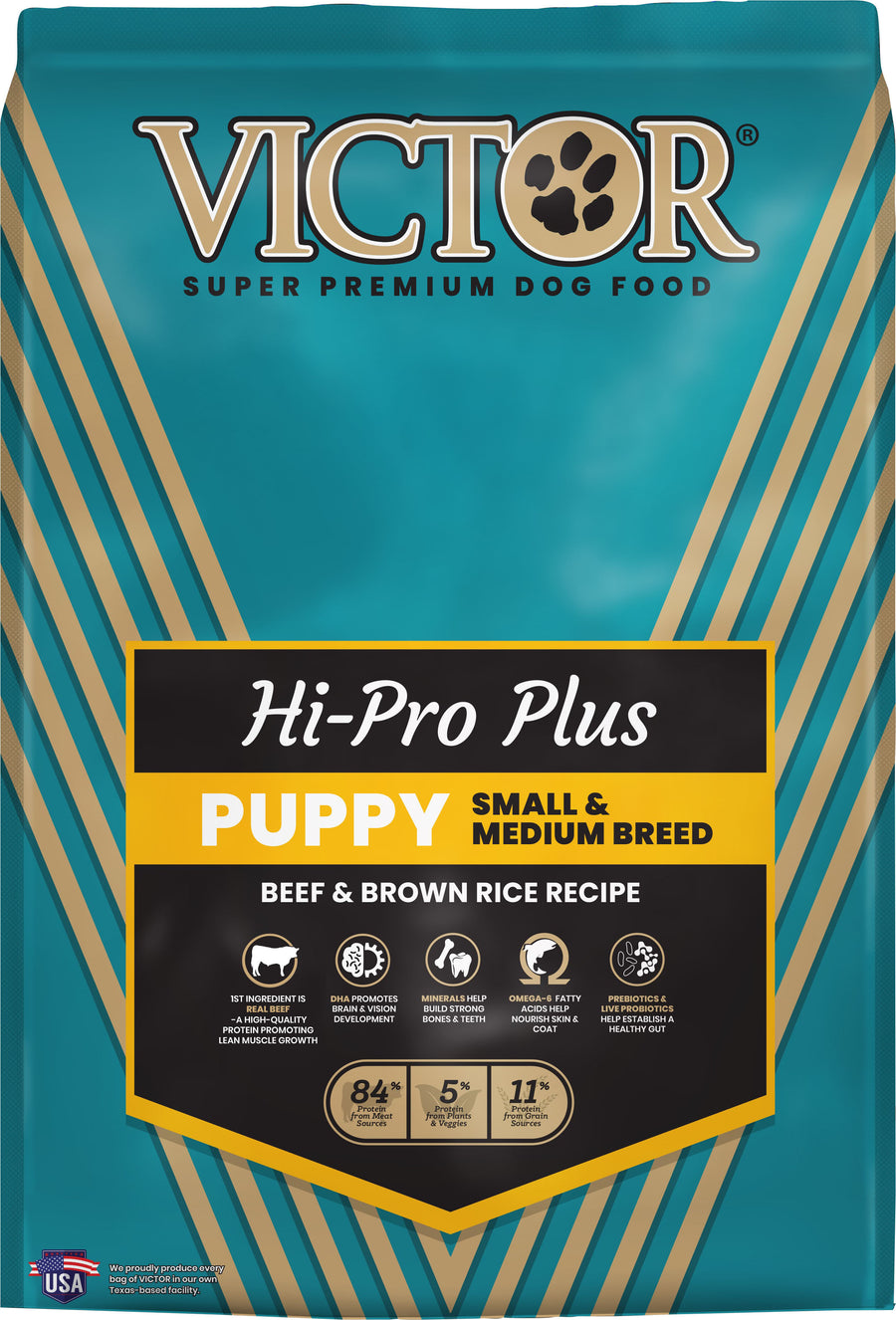 Victor Classic Hi-Pro Plus Small/Medium Breed Puppy Food, Beef/Brown Rice, 15 lb - Dry