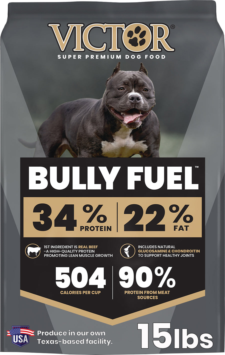 Victor Bully Fuel Dog Food, Beef, 15 lb - Dry